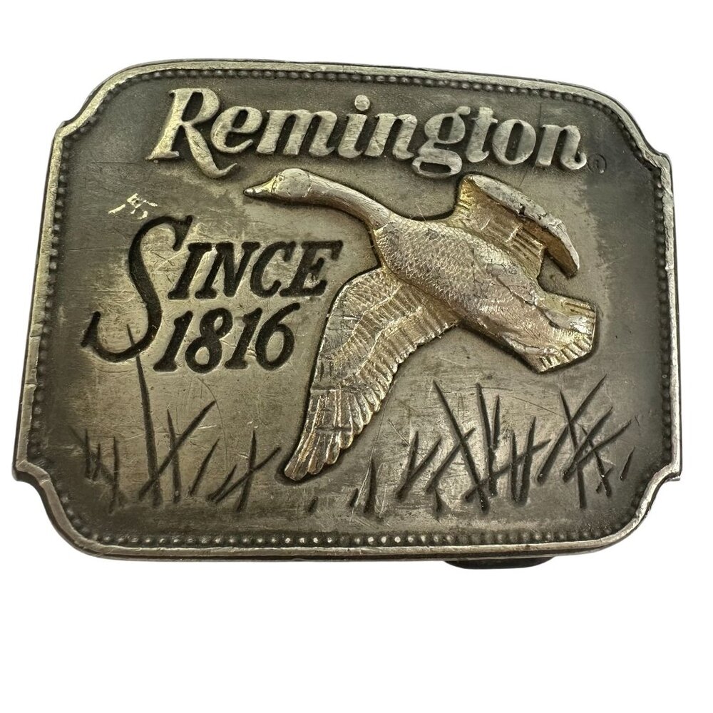 Remington Belt Buckle Canada Goose Design By Sid Bell 1980 Pewter Vintage